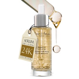 MARIE D' ARGAN Sérum Facial Oro 24K 30ml, Hidrata, Ilumina Y Reafirma, Reduce Arrugas Y Líneas De Expresión, Con Ácido Hialurónico Y Algas Marinas, Pa