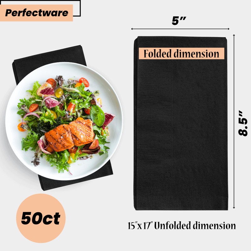 2 Ply Black Dinner Napkins - Pack of 50ct