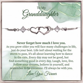 Granddaughter Gifts, To Granddaughter bracelet. Never forget how much I love you. Granddaughter gift from Grandma, Nana for Birthday Graduation Christmas day., 8 inch, Sterling Silver Metal Nickel, no