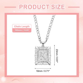 sourcing map Initial Letter Pendant Necklace for Men Women, 20 Inch Stainless Steel Plated Square Capital Alphabet Pendant Chain Necklace (Silver, Letter K)