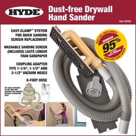 Hyde Tools 09165 Dust-Free Drywall Vacuum Hand Sander with 6-Foot Hose