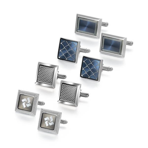 wynameleri Mens Cufflinks Set 4 Pairs Formal Business Shirts Dress