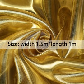 1.5M Gold Organza Fabric,Metallic Organza Polyester Fabric,Organza Fabric 1 Meter for Stage Costume,Performance Costume
