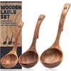 Wooden Ladle Spoon Set, 3 Size Teak Wood Kitchen Serving