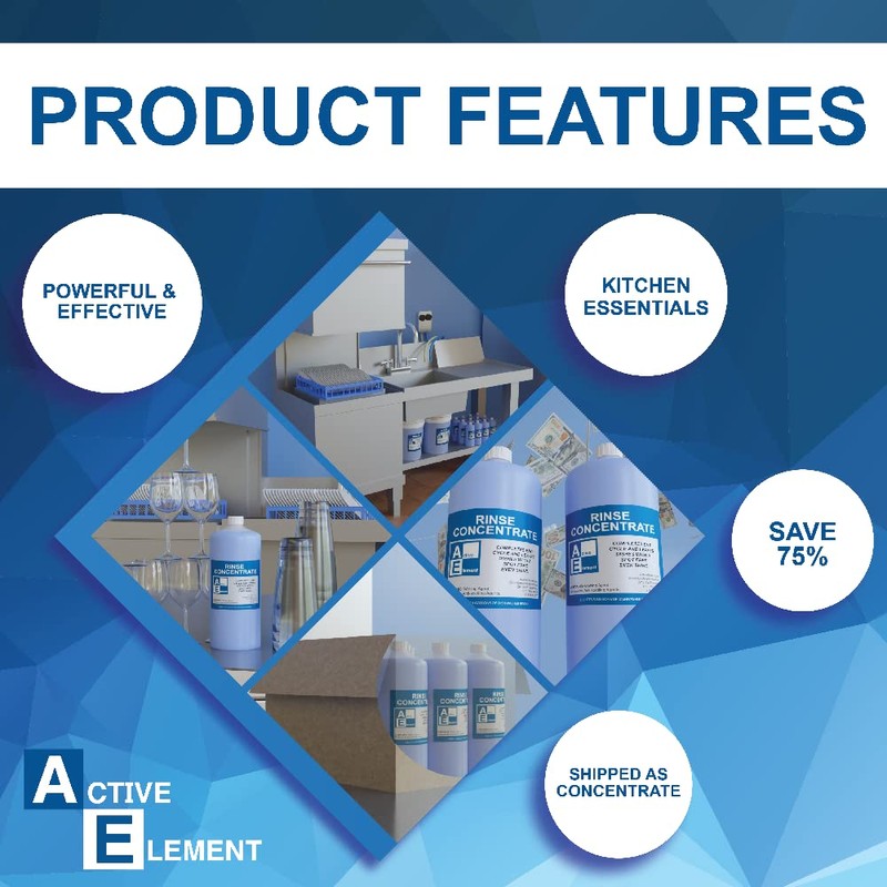 Active Element Commercial Dishwasher Rinse - Makes Two 5-gallon pail