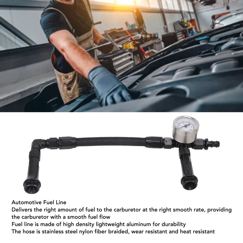 Fuel Line with Pressure Gauge Dual Feed Smooth Fuel Flow