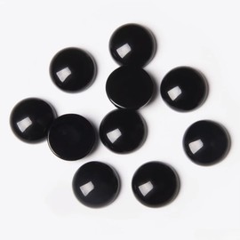 20pcs 10mm Natural Stone No Hole Black Agate Semicircle Smooth Cabochons Beads Healing Chakra Crystal Stone Bead for Jewelry Making Rings Earrings Necklace Bracelet DIY Crafts