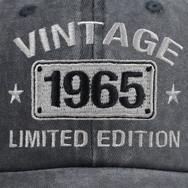 Vintage 1965 Limited Edition Hat, 60th Birthday Decorations for Men Women, 60 Year Old Baseball Cap Retirement Gifts for Mom Dad Friends Black