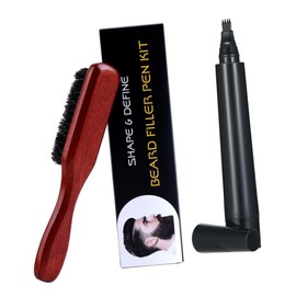 WOONEKY Professional Beard Styling Kit 1 Set 2pcs Barber Pencil Brush Brush for Men Compact Size for Home Use