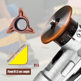 Mini 45° Pneumatic Chamfering Machine Set with 2PCS Replaceable Precision Blade and Bearing, 1/4 Inch Air Inlet for Metal Burr Trimming Deburring (10 Round Insert)