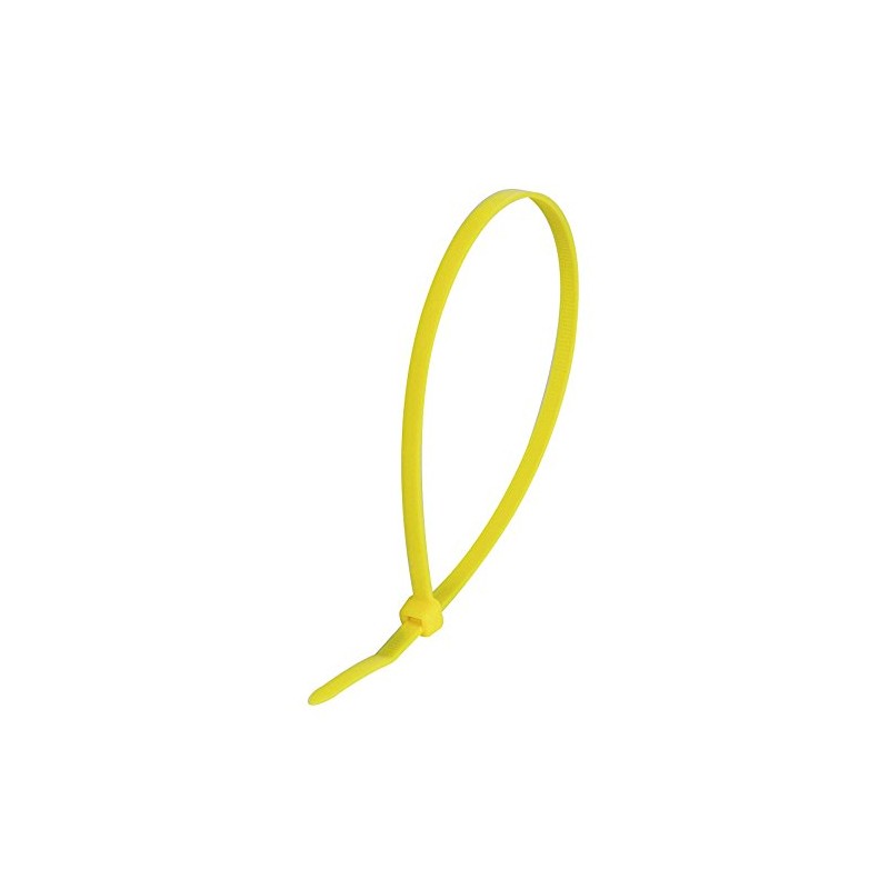 100 Yellow Cable Ties, Strong Nylon, 100mm x 2.5mm