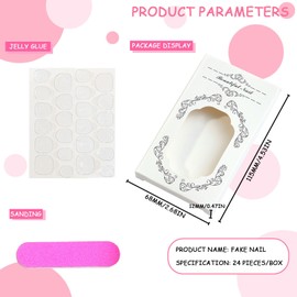 GWAWG 24Pcs French Tip Press On Nails Short, Almond Shaped Fake Nails with Glue, Aurora Gradient Stick On Nails, Reusable False Nails for Women and Girls, Easy to Apply, Nail Art