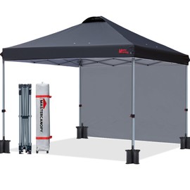 MASTERCANOPY Durable Pop-up Canopy Tent with 1 Sidewall (10'x10',Black)