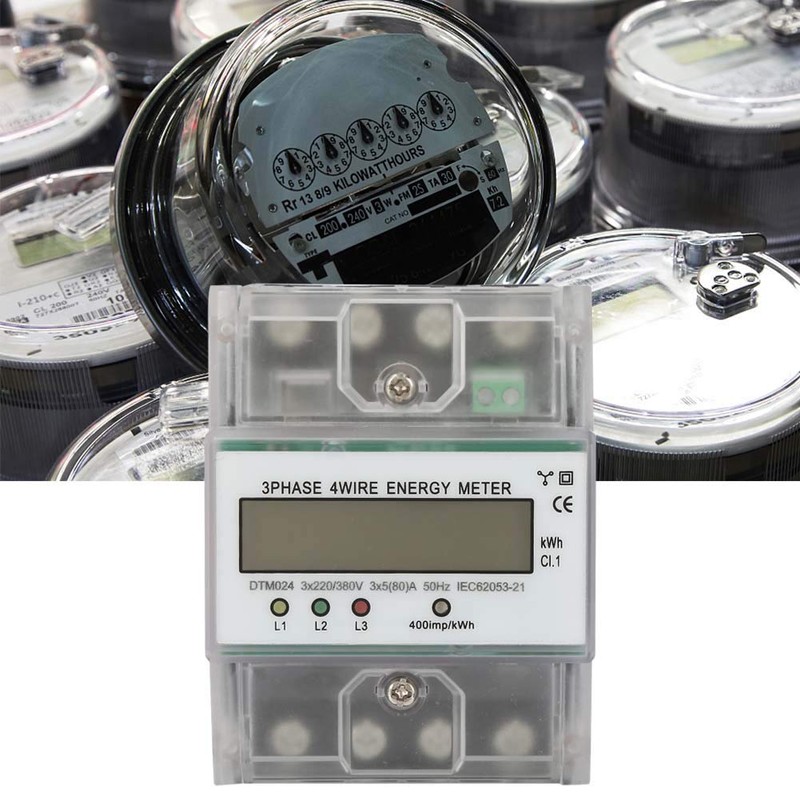 Power Meter, 220/380V5-80A Energy Consumption Digital Power Meter 3 Phase