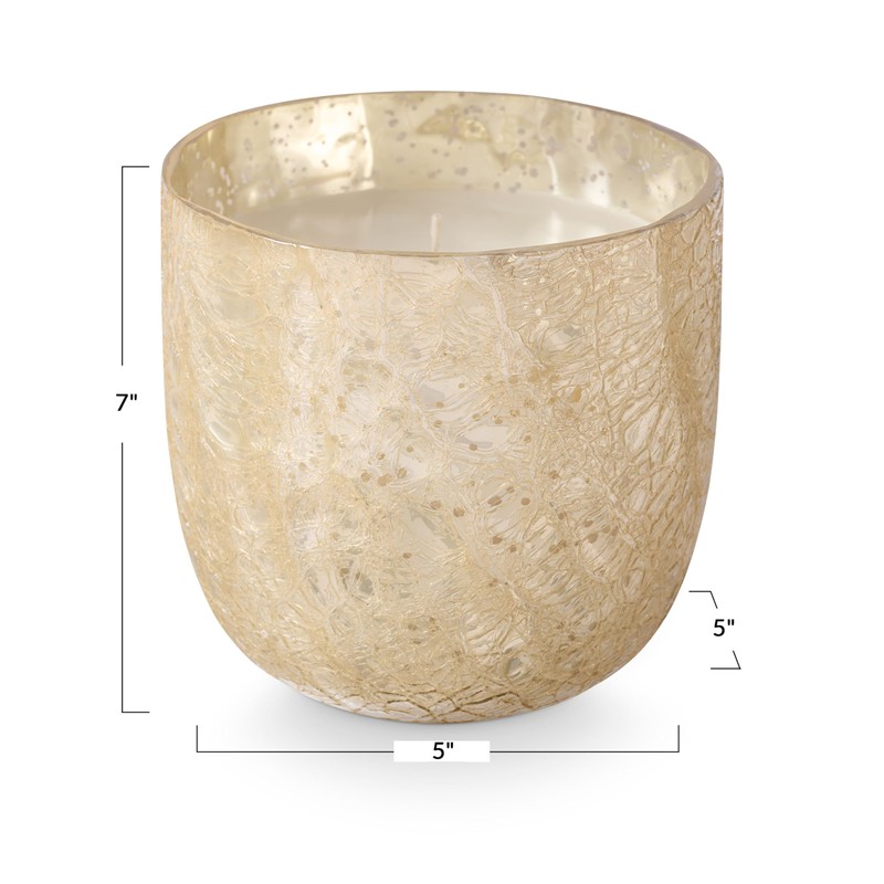ILLUME Large Boxed Crackle Glass Candle, Winter White