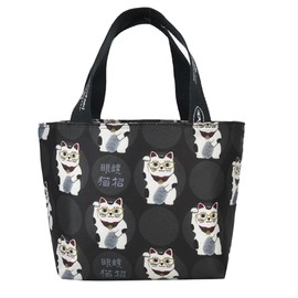 Neko Friend Insulated Lunch Bag Reusable Lunch Box Women Men,Cooler Thermal Meal Picnic Office Work (1, Maneki Neko Pattern Black)