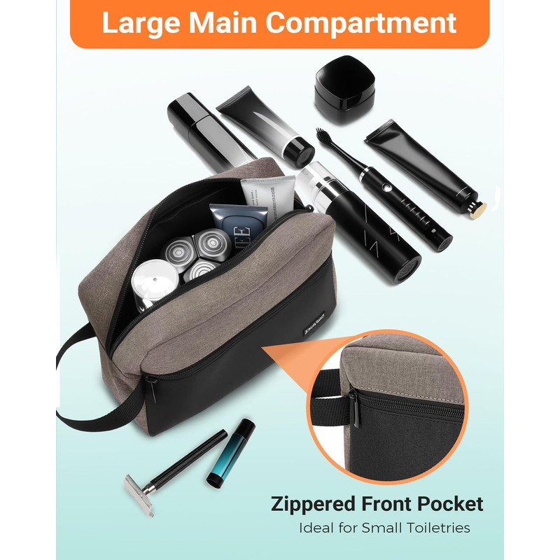 Elviros Travel Toiletry Bag for Men, Water-Resistant Portable Dopp Kit
