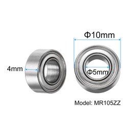 sourcing map 20pcs MR105ZZ Deep Groove Ball Bearings 5x10x4mm Chrome Steel Miniature Bearing Double Shielded Precision Bearings, P6 (ABEC 3)