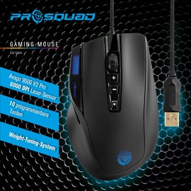 PureLink Prosquad SQ1600 USB Gaming Mouse | 10 Buttons, 32 Colours, 11,750 FPS, 6000 DPI Including LCD Display for PC