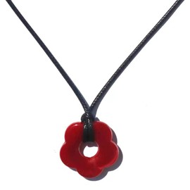 tenghong2021 Y2K Punk Colorful Acrylic Plum Blossom Shape Pendant Necklace Resin Flower Leather Rope Necklace Lightweight Acrylic Pendant Charms Summer Beach Choker for Women-Style A