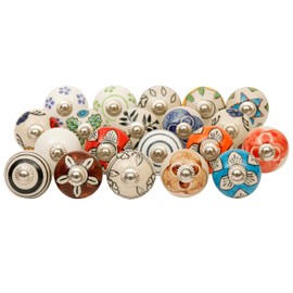 Shyamvun Cabinet Knobs Boho Grey Ceramic Dresser Pull Handle Kitchen Assorted Cupboard Knob Furniture Hardware Gold Wardrobe Interior Décor Knobs - Pack of 10