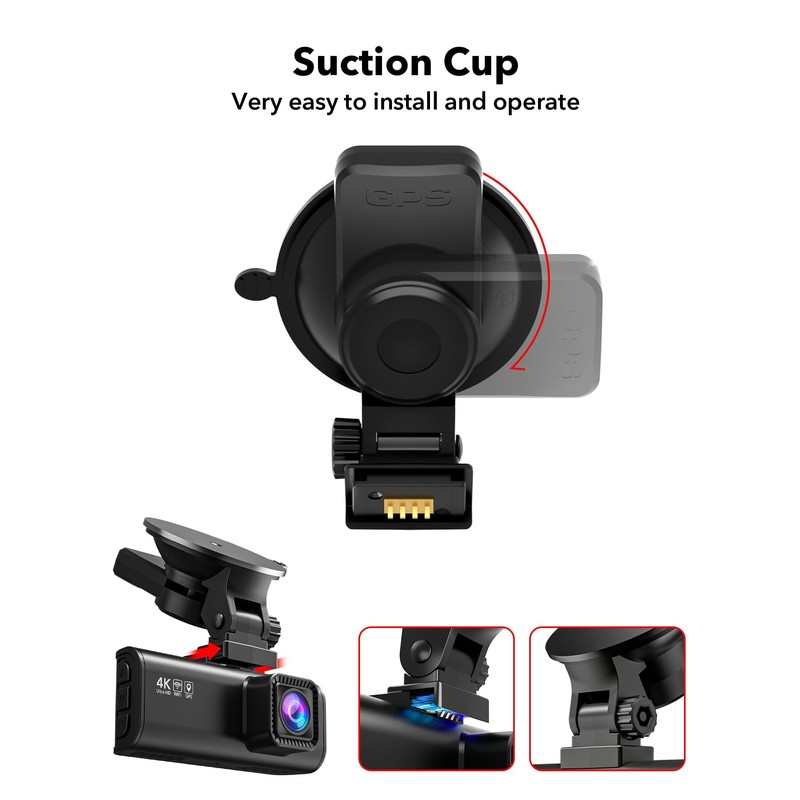 REDTIGER Suction Mount for F7N Series Dash Cam,Built-in GPS Module,Easy