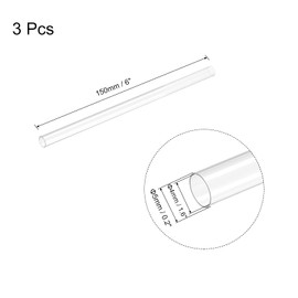 sourcing map Plastic Pipe Rigid Polycarbonate Round Tube Clear 0.16"(4mm) ID 0.2"(5mm) OD 6" (150mm) High Impact for Lighting, Models, Water Plumbing, Pack of 3