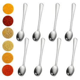 DEFIYEAR 8 Pack Tiny Spoons for Spices Jars, Stainless Steel Mini Spoons, Small Spoon for Salt Coffee Dessert (7.5cm)