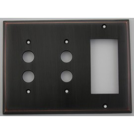 Oil Rubbed Bronze 2 Push Button 1 GFI Rocker Opening Switch Plate