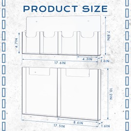 Sherr 2 Packs Acrylic Brochure Holder Wall Mount 2 Pocket Fits 8.5 x 11 and 4 Pocket Fits 4 x 9 Brochure Magazine Holder Clear Trifold Flyer Rack Paper Display Literature Storage for Home, Offices