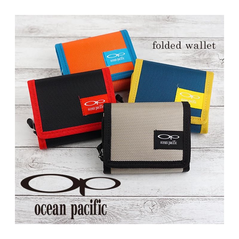 Ocean Pacific Men's Bifold Wallet with D-ring Zipper, Colorful, blue,