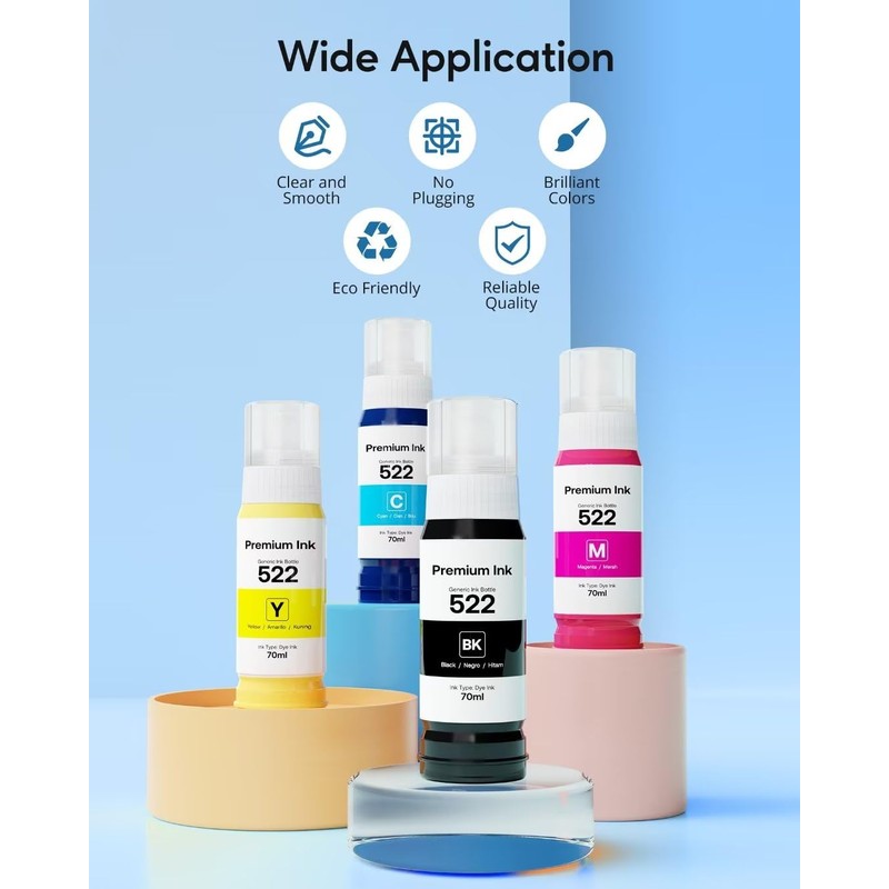 522 High Capacity Refill Ink Bottle Replacement for Epson Compatible