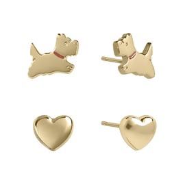 Radley 18ct Gold Plated Polished Heart and Jumping Dog Twin Pack Earrings