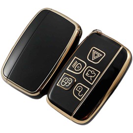 Car Key Cover for Defender Discovery Evoque LR4 Range Rover Sport Freelander Jaguar Velar Vogue, Evoque Key Cover, Soft TPU Key Fob Cover - 5 Bottons(Black)