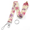 Pink Purple Floral Flowers Themed Print Lanyard Neck Strap for
