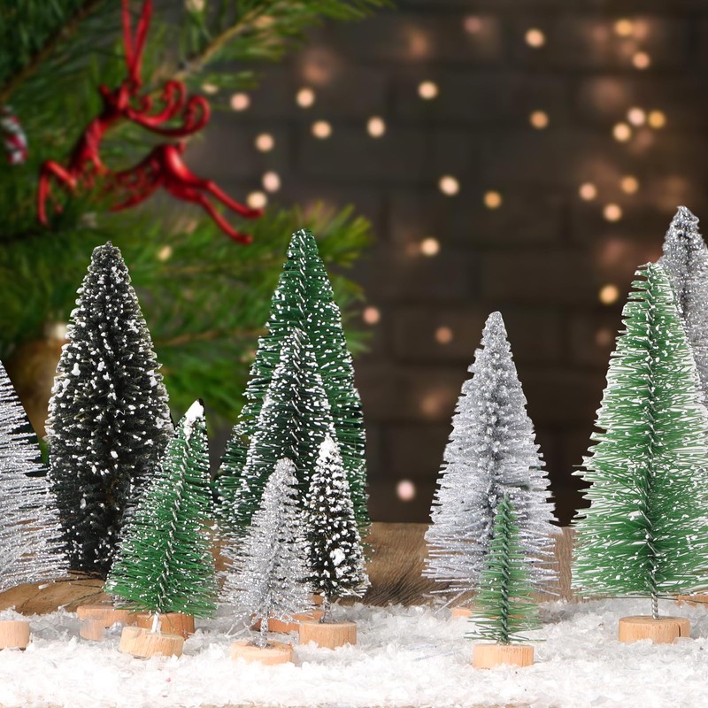 15pcs Mini Christmas Tree Snowy Small Christmas Tree Xmas Table