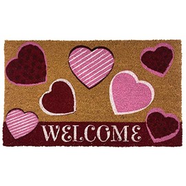 Briarwood Lane Hearts Valentine's Day Coir Doormat Natural Fiber Outdoor 18" x 30"