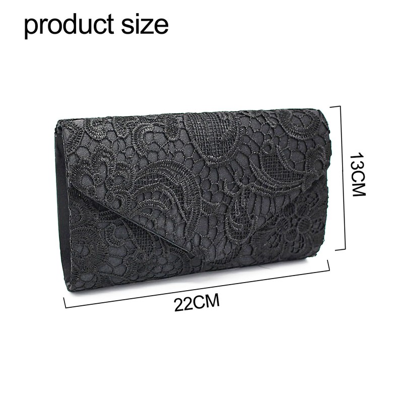 ATBUSS Women's Lace Envelope Bag, 1 Piece, Satin Floral Lace