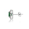 Sterling Silver Simulated Emerald Round Oxidized Rope Stud Earrings
