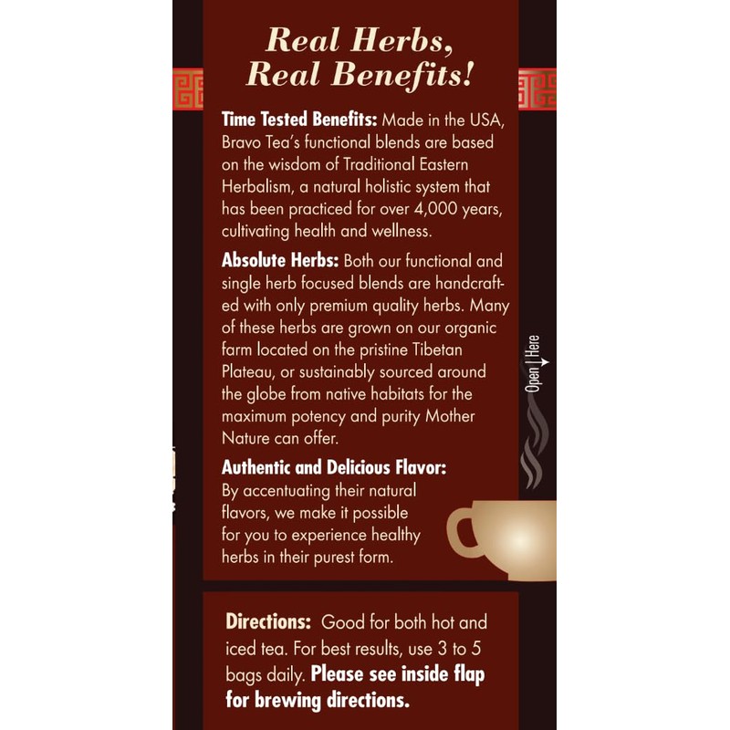 Bravo Tea Lion's Mane Mushroom Herbal Tea Caffeine Free, 20