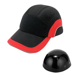 Safety Bump Cap Baseball Style Hard Hat Head Protection Cap Lightweight Hard Safety Hat for Men Women(888-Black red)