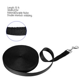 TGRexha Training Leash for Dog 15ft 30ft 50ft, Long Puppy Lead Leash for Small/Medium/Large Dog Training, Backyard Play, Camping, Recall Training 15ft/Black