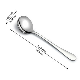 Kyraton Soup Spoons 12 Pieces, Stainless Steel Round Stainless Steel Bouillon Spoons, Table Spoons, Dinner Spoons, Dishwasher Safe