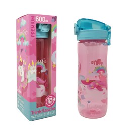 Theonoi Leak-Proof Slim Water Bottle, Sports Bottle for Children with Fruit Strainer, BPA-Free, 600 ml for School, Playground, Sports, Outdoor (Unicorn Unicorn)