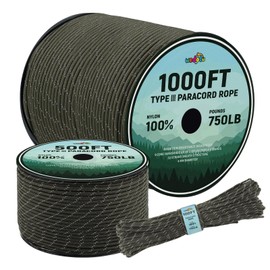 Wedotu-750LB Rope-100ft/500ft/1000ft-4MM-9 Strand Parachute Spool Cord Ideal for Military Nylon String, Camping,Survival Paracord Bracelet,DIY Projects,Hiking,Fishing-Reflective-Green,500ft