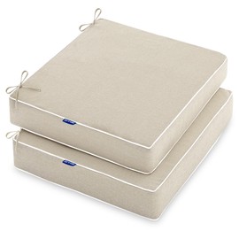 MIULEE 19 x 19 x 3 Inch Outdoor Chair Cushions,Waterproof Seat Cushions for Patio Furniture Garden with Ties Patio Chair Cushions Set of 2,Beige