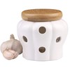 MEKBOK Garlic Keeper,Garlic Keeper for Counter,White Ventilated Garlic Container,Ceramic Garlic