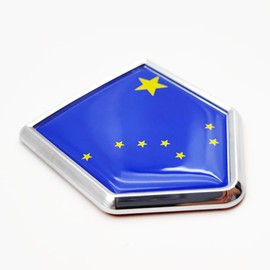 Overdecor Alaska Flag Decal Stickers Car Emblem Alaska Car Accessories Decorations Chrome Shield Flag Sticker Decals for Cars Truck Vehicles, 2 Pack