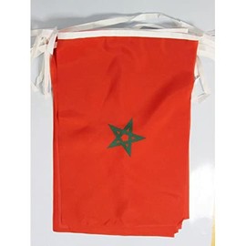 AZ FLAG MOROCCO 12 meters BUNTING FLAG 20 flags 18'' x 12'' - MOROCCAN STRING flags 30 x 45 cm