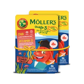 Möller's Omega 3 Capsules for Children, Natural Omega 3 Fish Cod with Strawberry Flavour, With DHA and EPA, Easy to Chew, No Gluten, Lactose and Sugar, Pack of 72